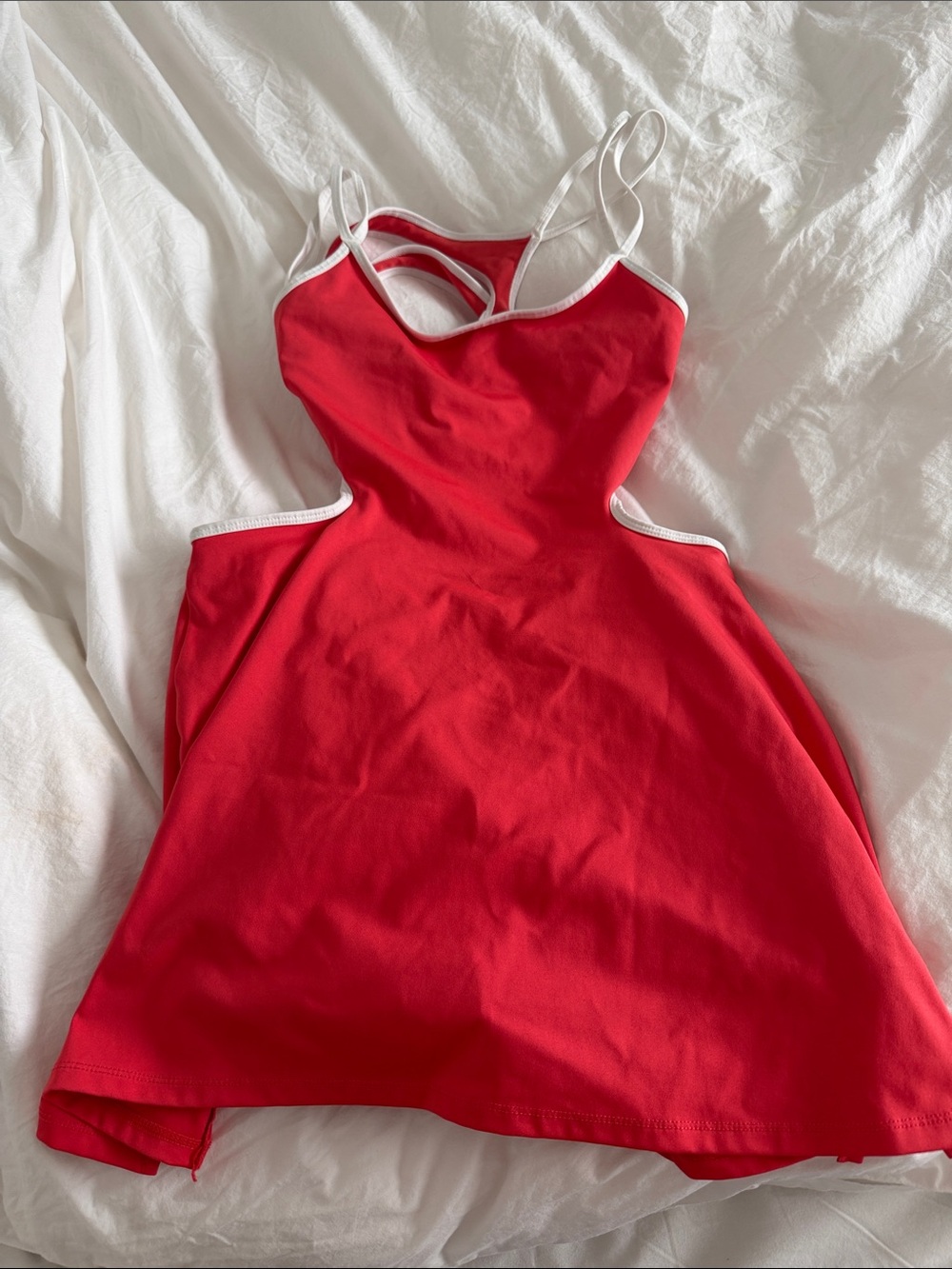 Free People Red Tennis Dress with White Trim Cutouts